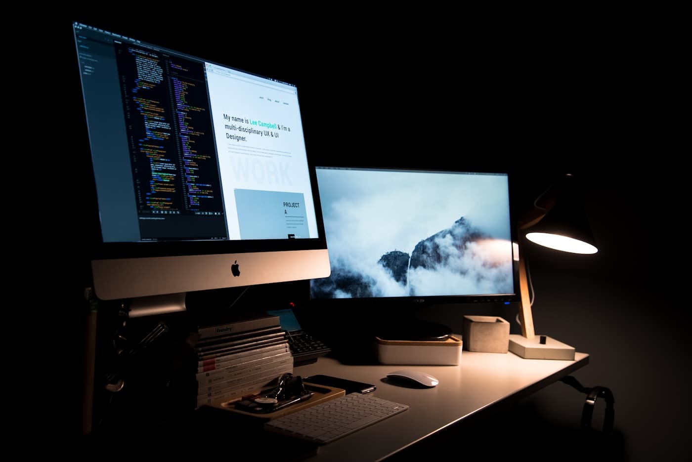 A website design in progress on a desk.